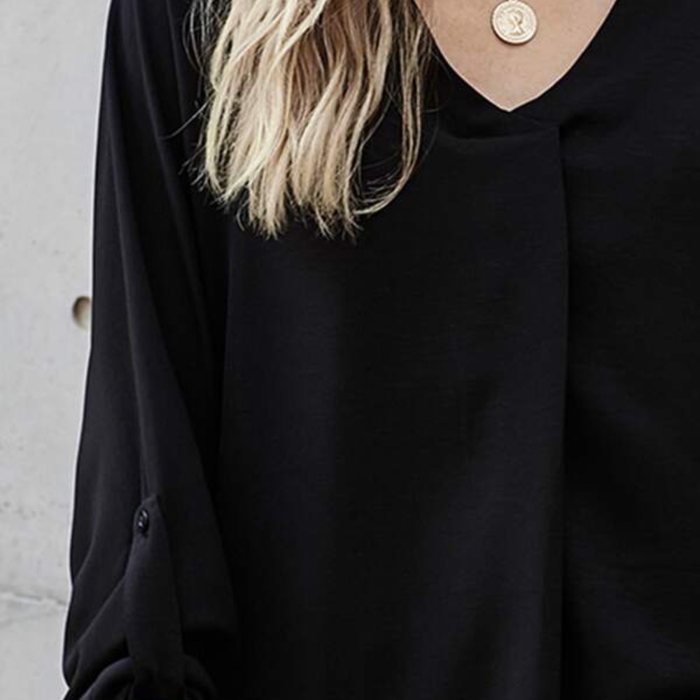 Burgundy V neck High Low Top Classic Minimalist Work Office - Picture 13 of 13